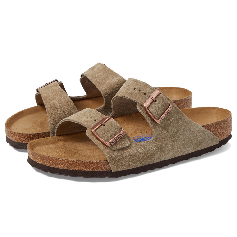 Birkenstock Arizona soft food bed in taupe suede